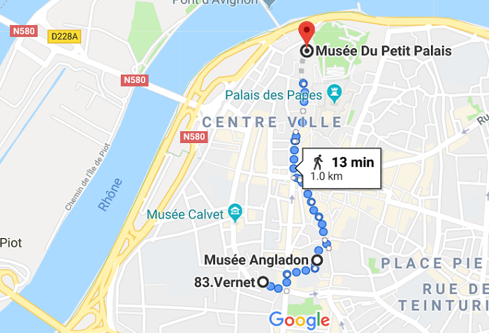 Mapa do segundo dia em Avignon