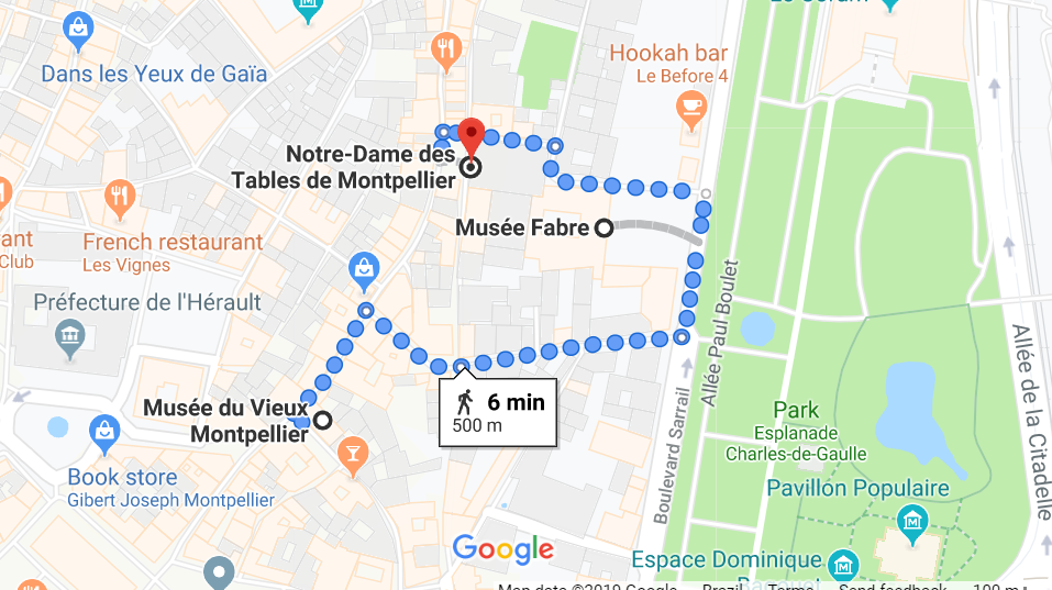 Mapa do segundo dia em Montpellier
