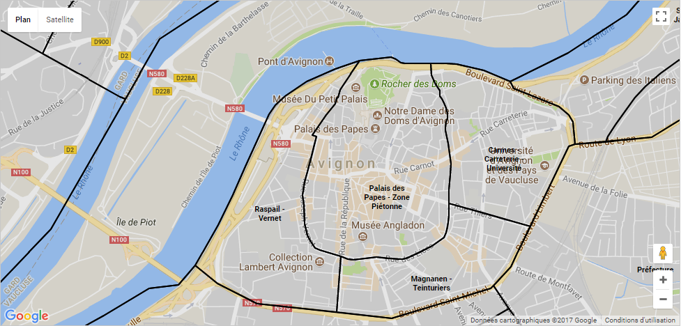 Mapa dos bairros de Avignon