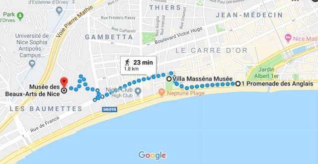 Mapa segundo dia em Nice