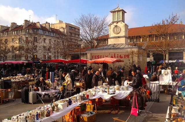 Mercado de Aligre no bairro Bastille