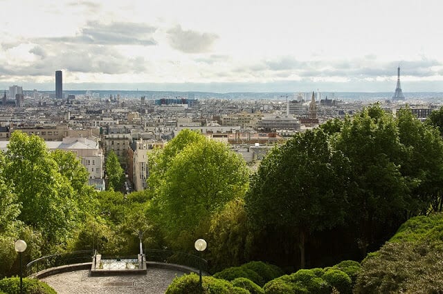 Vista do mirante do Parc Belleville em Paris