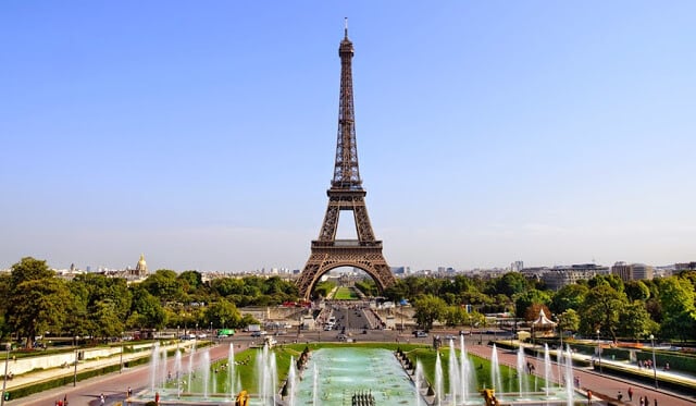 Torre Eiffel em Paris vista do Trocadero