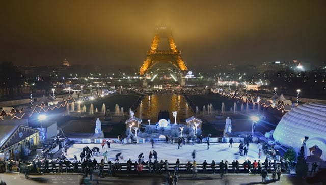 Pistas de patinação de Paris em dezembro