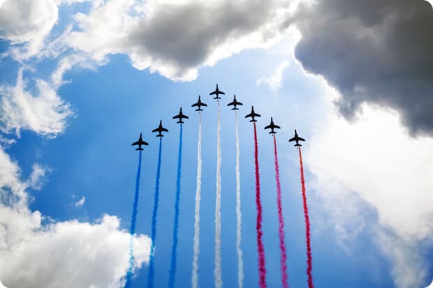 Aviões no céu da França