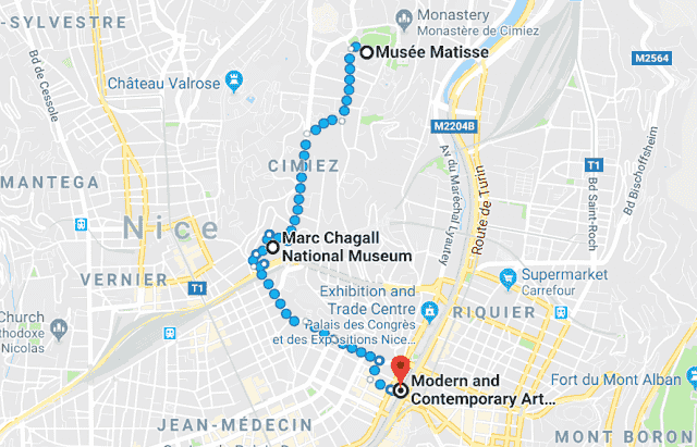 Mapa do terceiro dia em Nice