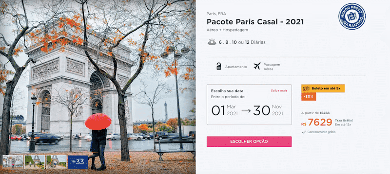 Pacote Hurb para Paris - Casal