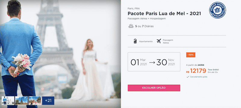 Pacote Hurb para Paris - Lua de Mel