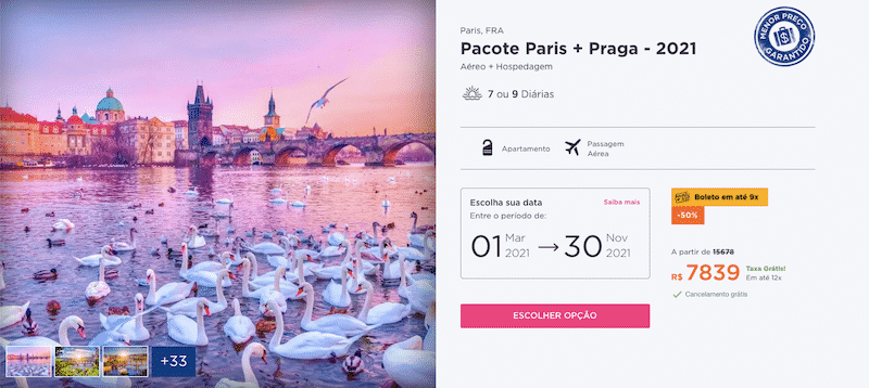 Pacote Hurb para Paris e Praga