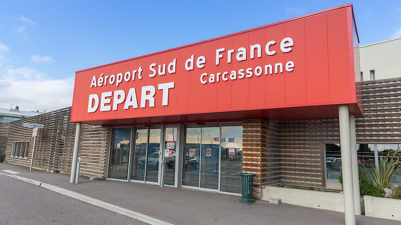 Entrada do aeroporto de Carcassonne