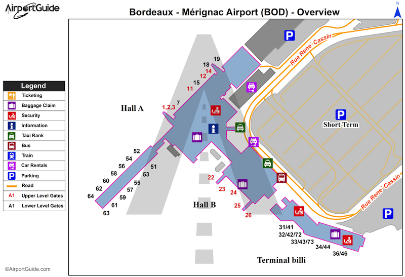 Mapa do Aeroporto de Bordéus