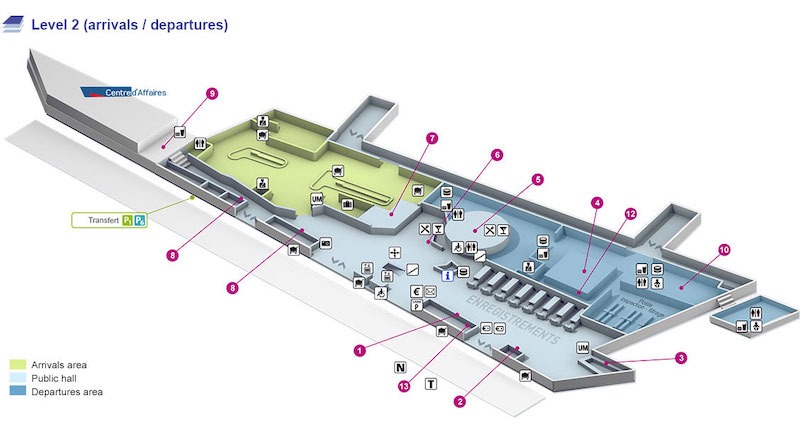 Mapa do Nível 2 do Aeroporto de Lille