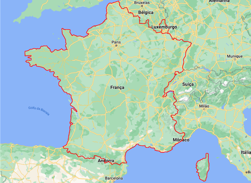 Mapa da França e Luxemburgo
