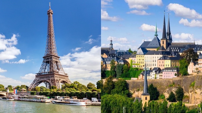 Paris e cidade de Luxemburgo