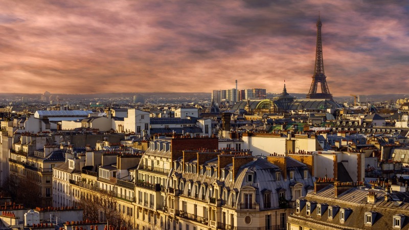Vista do entardecer em Paris